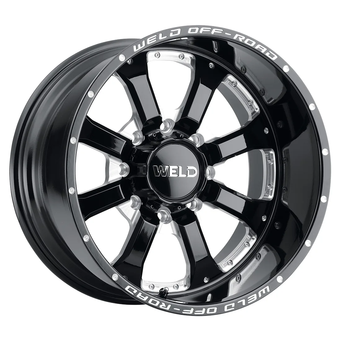20x9 WELD Off-Road  8x180 Granada 8 Gloss Black Milled 0 offset 124.3 hub W12509018501