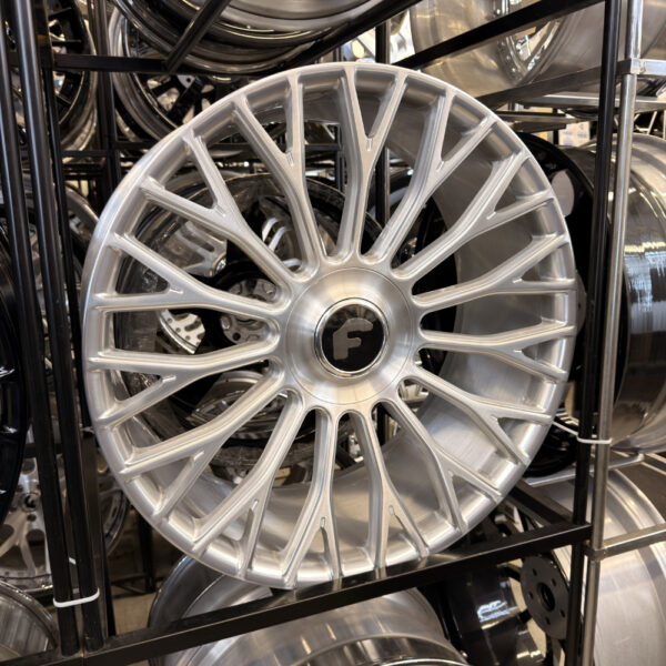 24x9/10 Forgiato NB6-M 5x112 / 5x114.3 / 5x115 / 5x120 / 5x130 Brushed Silver XL Floater Cap 4 Wheels Tires Pkg