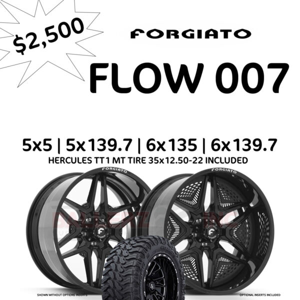 22" Forgiato Flow 007 35x12.50-22 Hercules MT Tire and Wheel Package (4)